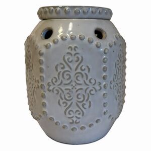 Electric Wax Melt Warmer Ceramic Plug In White Embossed Scroll Burner ✨